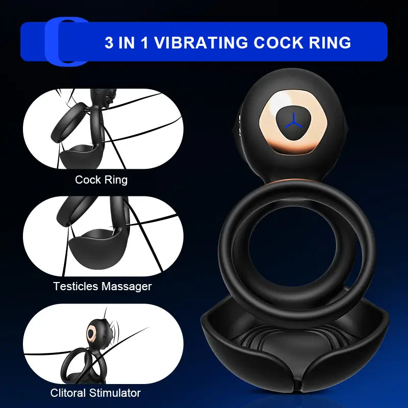 PR5: Vibrierender Hoden-, Damm- und Klitoris-Stimulator – 3-in-1-Penisring
