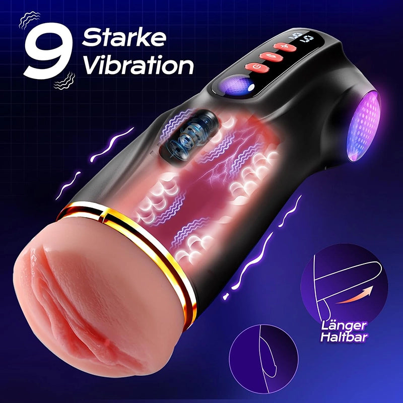 XV11: APP Steuerung Masturbatoren mit 3 Liner Abnehmbare, 9 Vibration und Saugenmodi