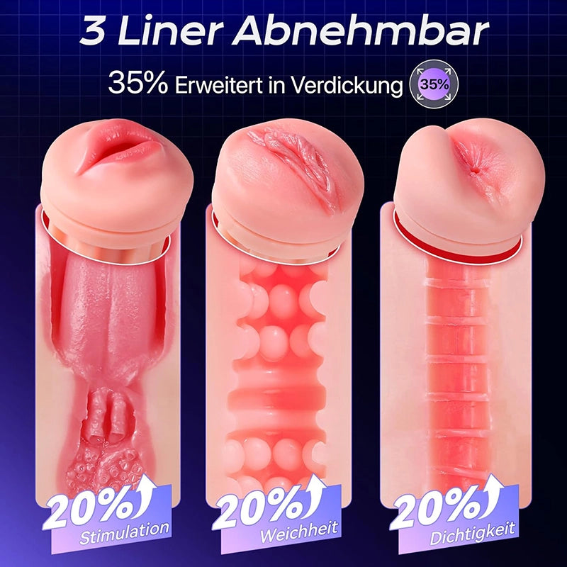 XV11: APP Steuerung Masturbatoren mit 3 Liner Abnehmbare, 9 Vibration und Saugenmodi