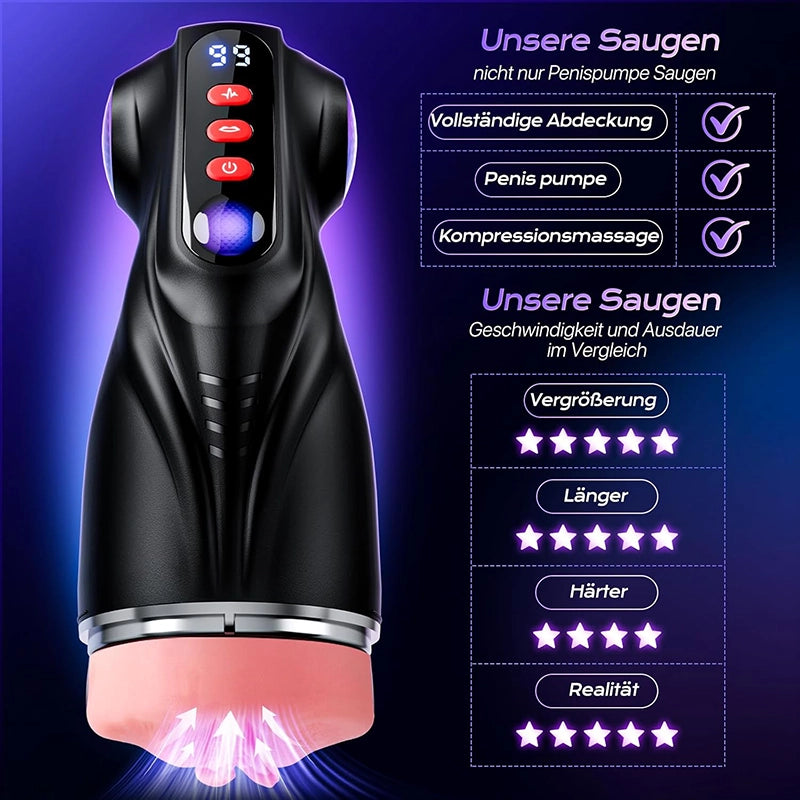 XV11: APP Steuerung Masturbatoren mit 3 Liner Abnehmbare, 9 Vibration und Saugenmodi