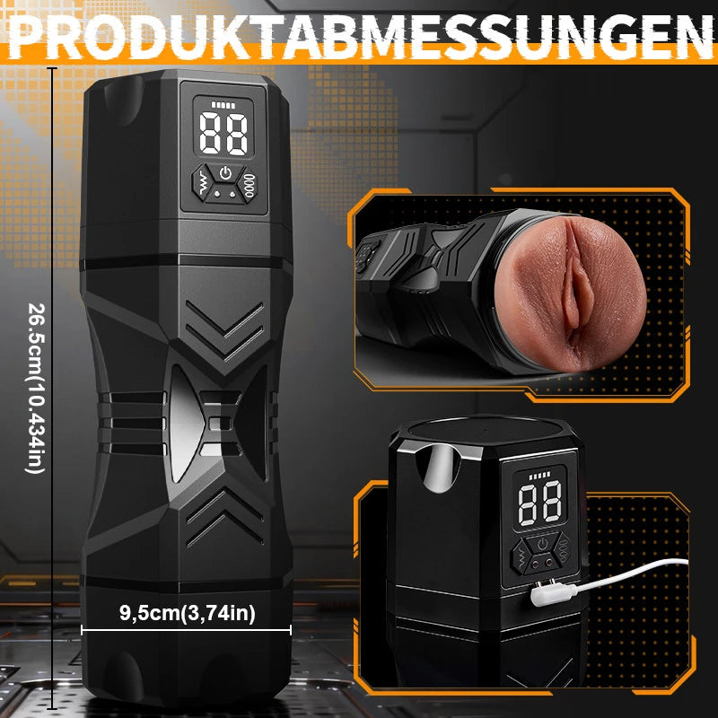 XV10: Elektrische Masturbator Realistische Vagina mit 5 Saugstufen 9 Vibrationsmodi