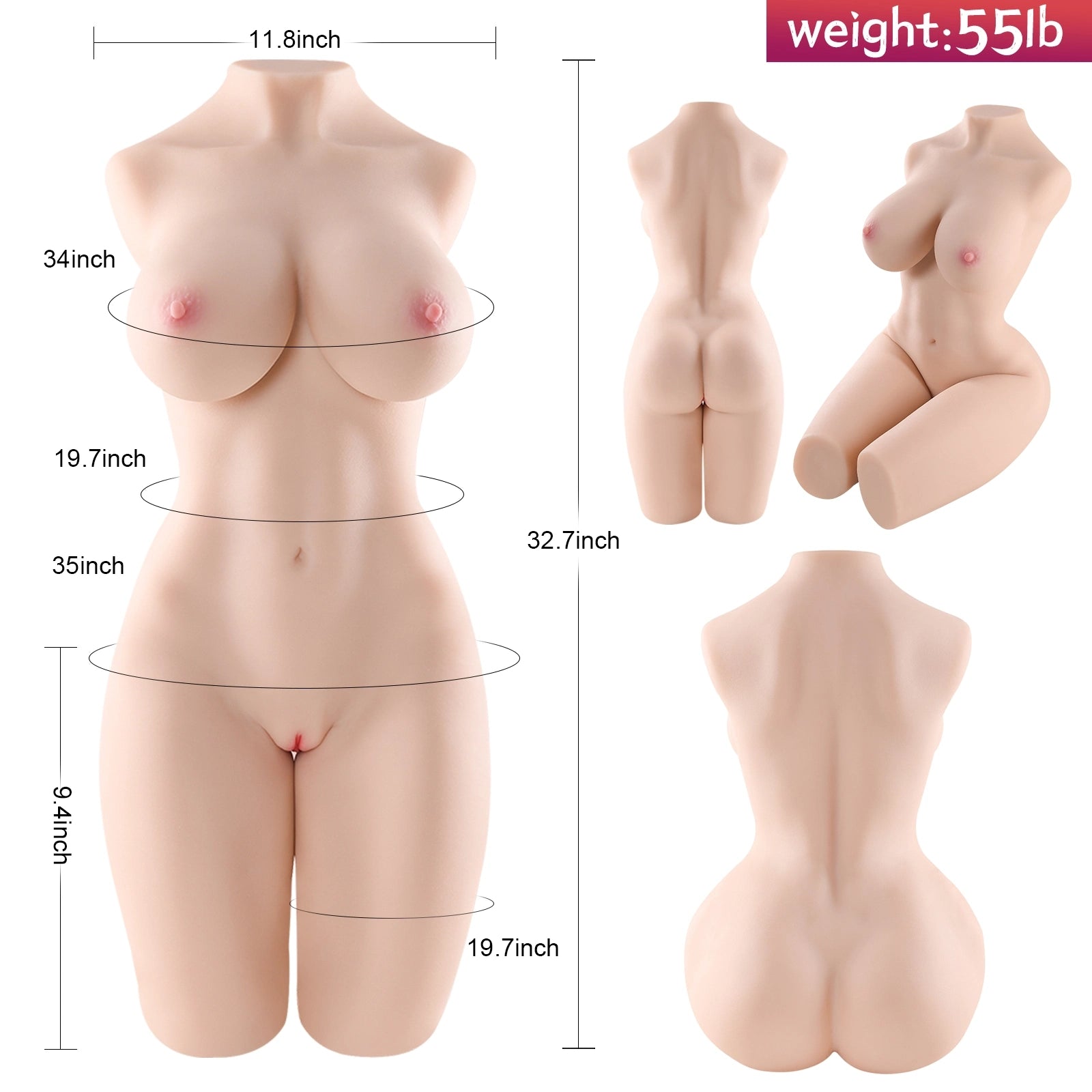 Aaliyah: 25kg Sexy lebensgroße Sexpuppen Torso