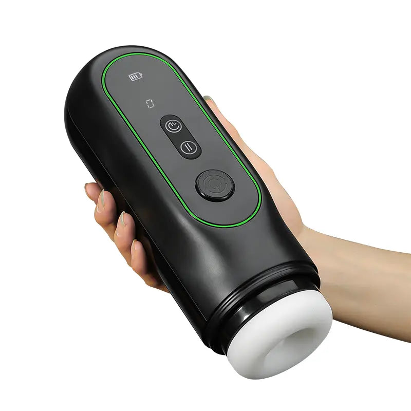 XS14: Masturbator mit Saugfunktion sowie Stoß-, Vibration-, Heiz- und Sprachfunktion