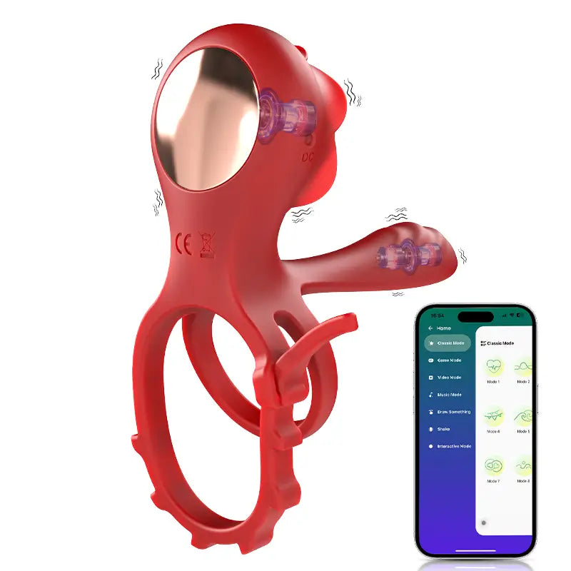 PR8: Rosen-Penisring mit zwei Motoren & 10 Vibrationsmodi für Paare