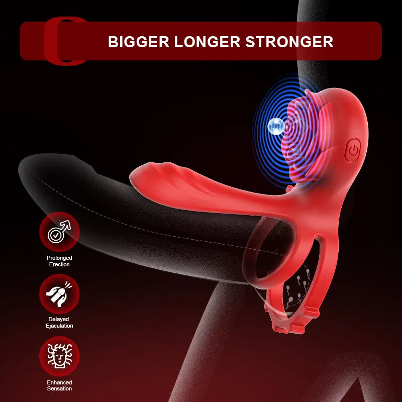 PR8: Rosen-Penisring mit zwei Motoren & 10 Vibrationsmodi für Paare