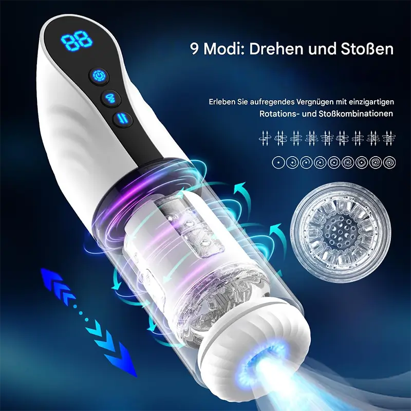 XS17: Automatischer Rotierender Masturbator mit 9 Saugen und Stoßfunktion