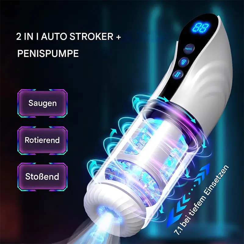 XS17: Automatischer Rotierender Masturbator mit 9 Saugen und Stoßfunktion