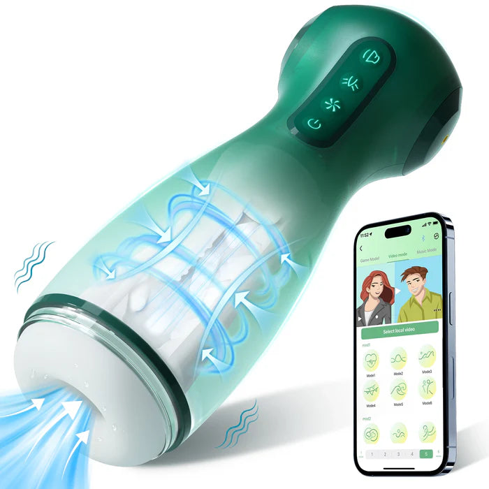 XS7: Saug Masturbator mit 6 Modi – Saugen, Vibration, Sprachfunktion & Luftkissen-Kompression