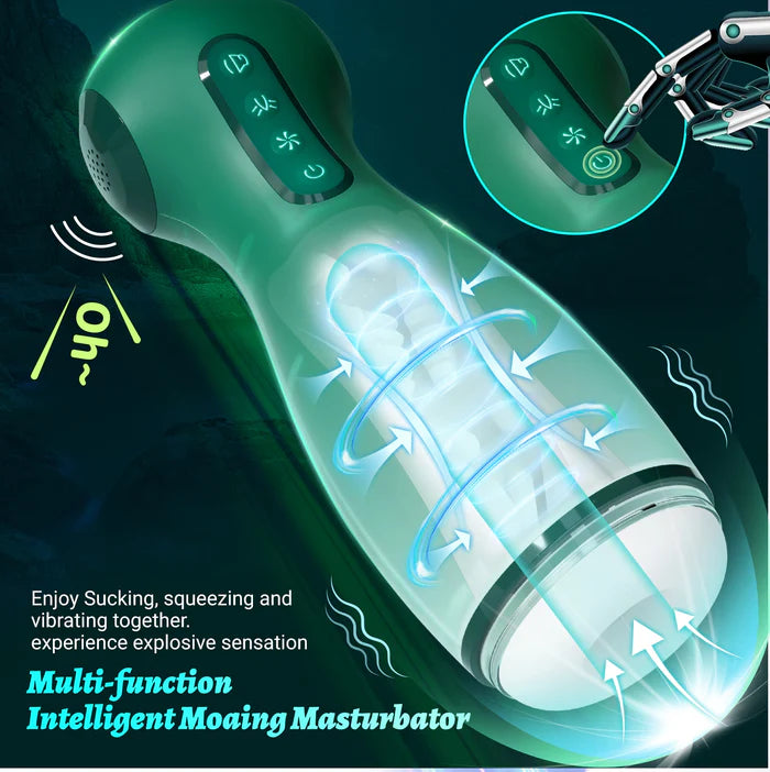 XS7: Saug Masturbator mit 6 Modi – Saugen, Vibration, Sprachfunktion & Luftkissen-Kompression