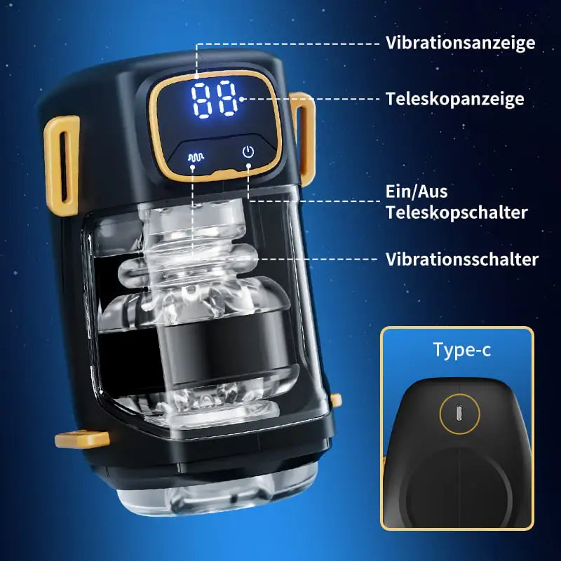 XT2 : Masturbateur masculin mains libres avec cordon, 9 modes de poussée et de vibration