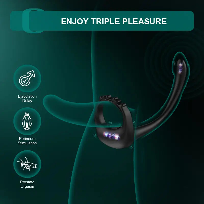 PR4: Verstellbarer vibrierender Penisring mit 10 Vibrationsmodi & Prostatastimulator