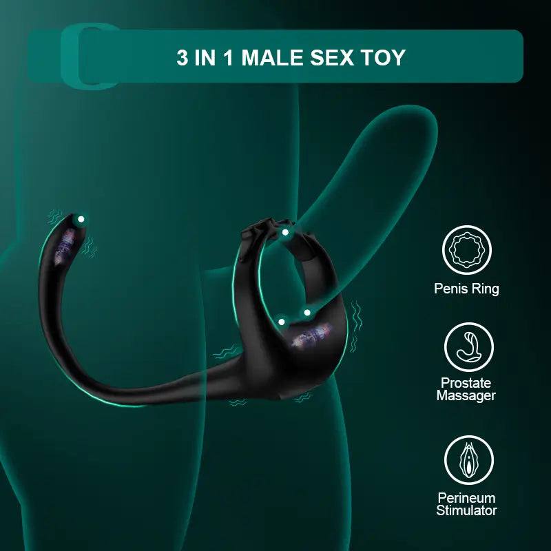 PR4: Verstellbarer vibrierender Penisring mit 10 Vibrationsmodi & Prostatastimulator