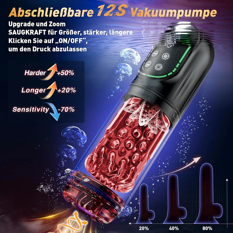 XR4 Pro: Waserdicht Blowjob Masturbator mit APP Steuerung, Stoßen, Rotieren, Saugen und Vibrieren