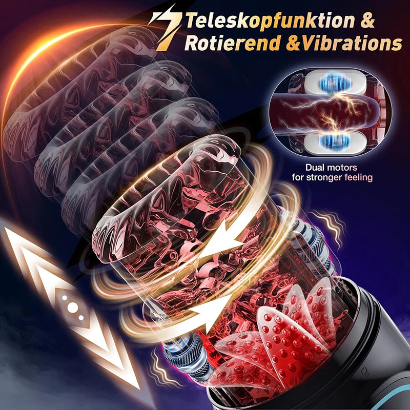 XR4 Pro: Waserdicht Blowjob Masturbator mit APP Steuerung, Stoßen, Rotieren, Saugen und Vibrieren