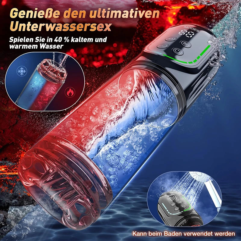 XR4 Pro: Waserdicht Blowjob Masturbator mit APP Steuerung, Stoßen, Rotieren, Saugen und Vibrieren