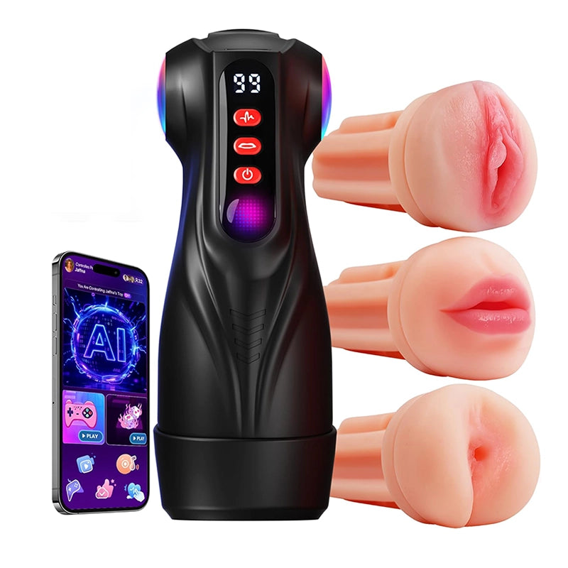 XV11: APP Steuerung Masturbatoren mit 3 Liner Abnehmbare, 9 Vibration und Saugenmodi
