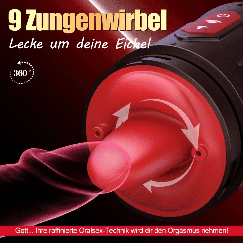 XS8: Blowjob Masturbator mit Smartphone-Halter, 9 vibrierende, saugende & Zungenleck-Modi