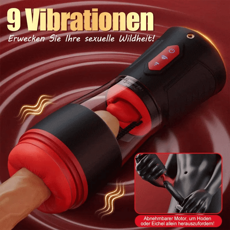 XS8: Blowjob Masturbator mit Smartphone-Halter, 9 vibrierende, saugende & Zungenleck-Modi
