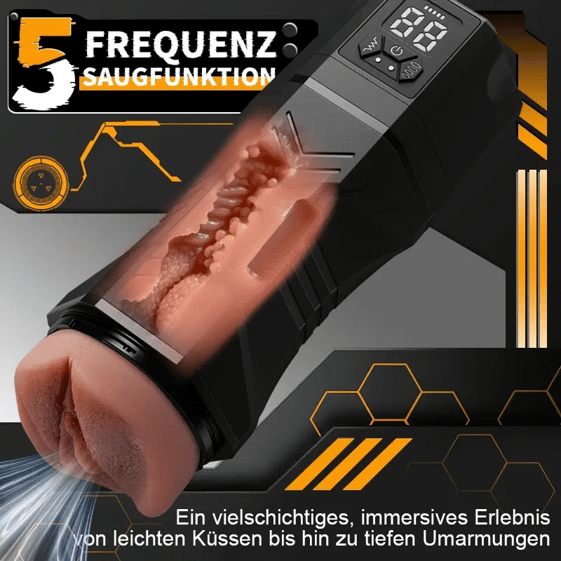 XV10: Elektrische Masturbator Realistische Vagina mit 5 Saugstufen 9 Vibrationsmodi