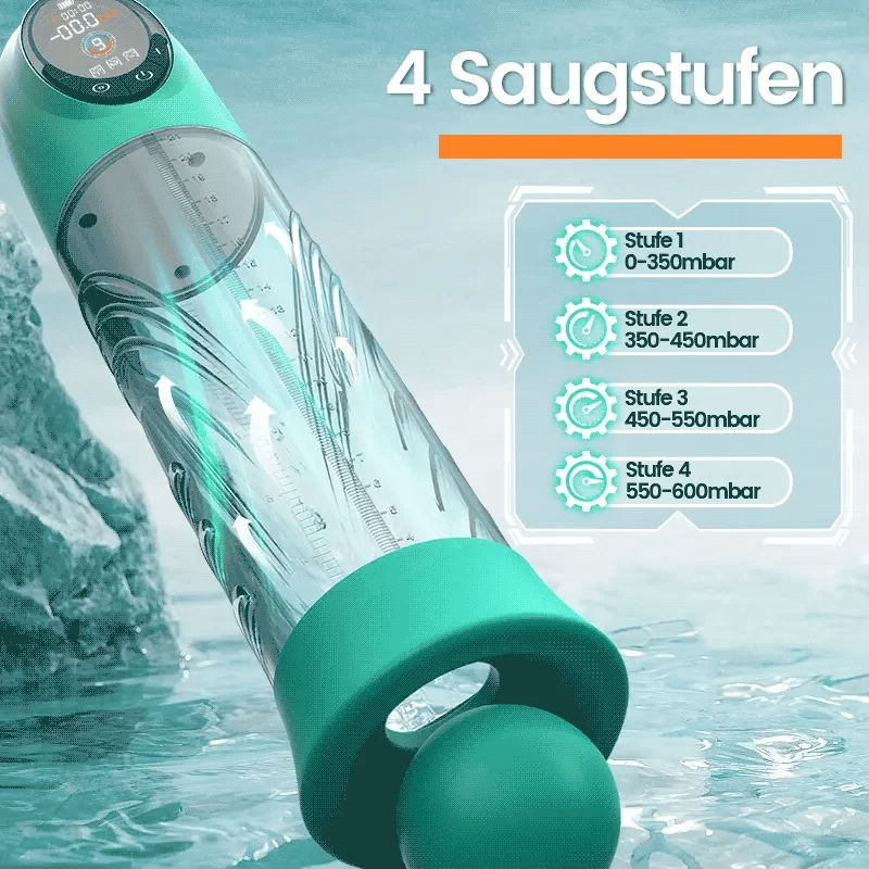 XP14: Elektrische Vakuum-Wasser-Penispumpe mit 4 Druckstufen und 9 Saugmodi