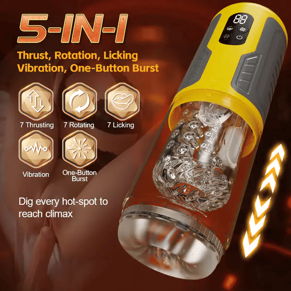 XR15: Leckender Massage-Stroker mit Stoß-, Rotations- & Vibrationsmodus und One-Key-Burst