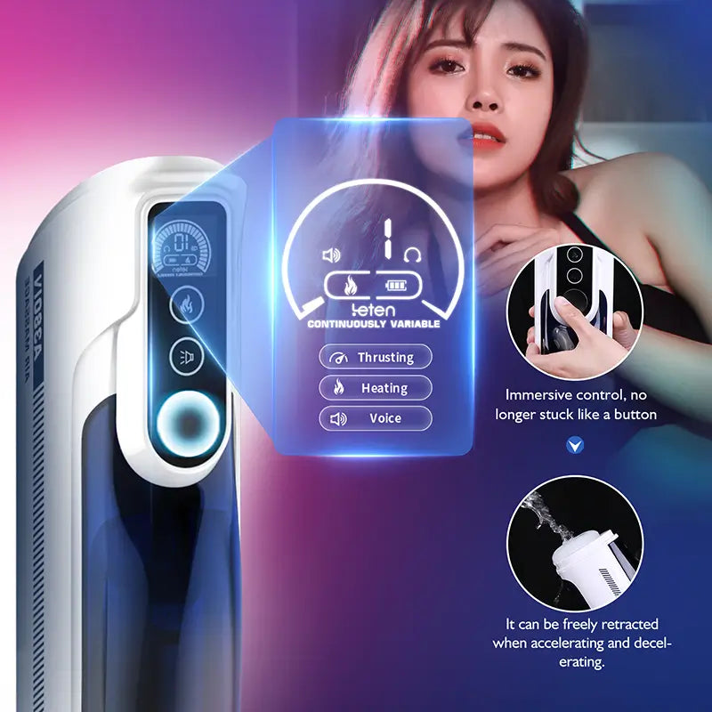 Leten A380 IV: Schwingender Piston 10 Stoßfunktion Smart Heating Männlicher Masturbator