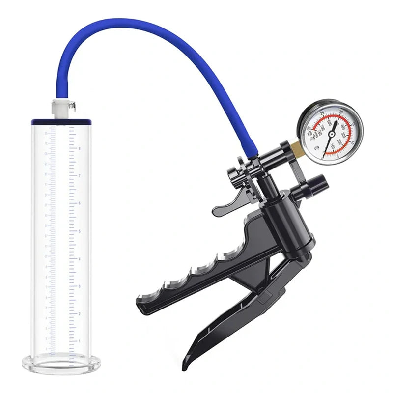 Manuelle Penispumpe mit Manometer und Abzugsgriff