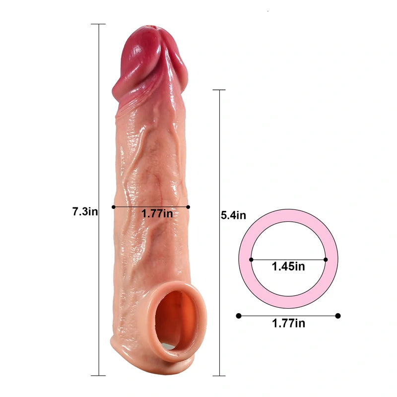 Realistische Silikon-Penishülle, 18,54 cm Länge
