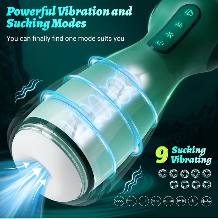 XS7: Saug Masturbator mit 6 Modi – Saugen, Vibration, Sprachfunktion & Luftkissen-Kompression