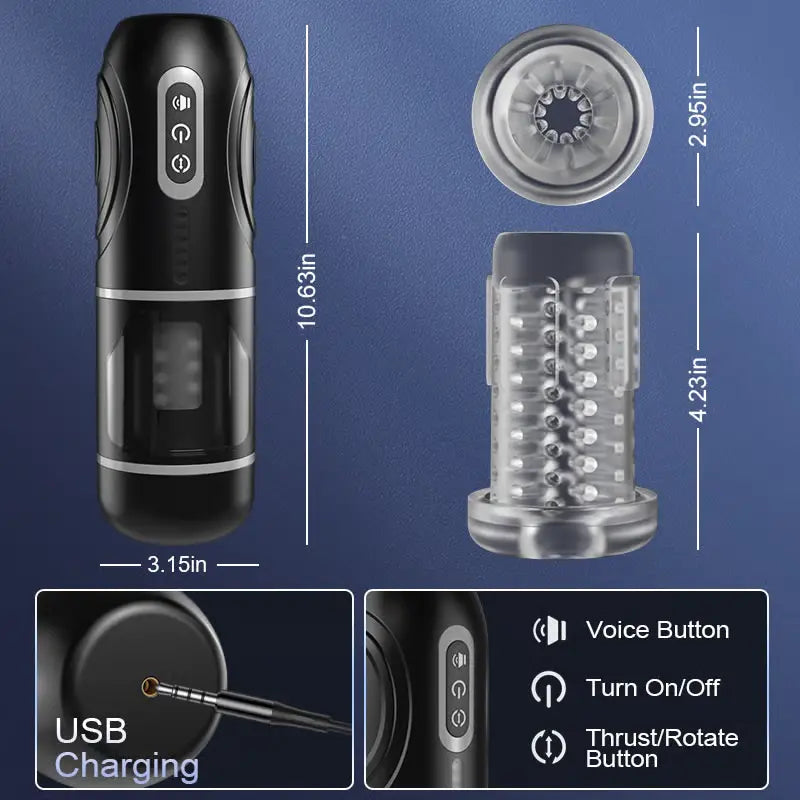 XR12: Teleskopierender Rotations-Masturbationsbecher mit Saugfuß