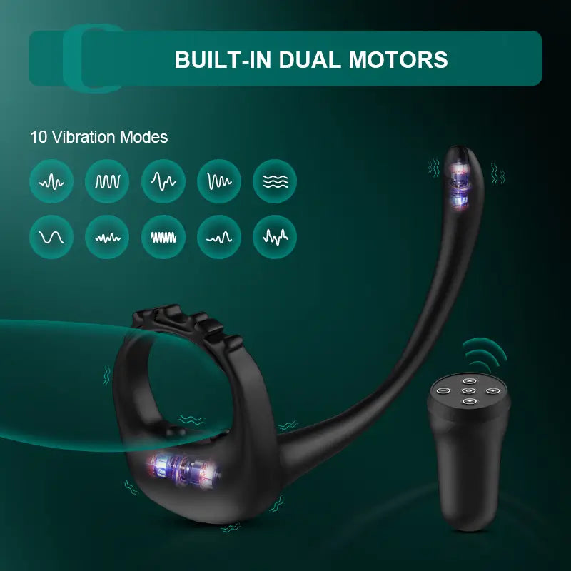 PR4: Verstellbarer vibrierender Penisring mit 10 Vibrationsmodi & Prostatastimulator