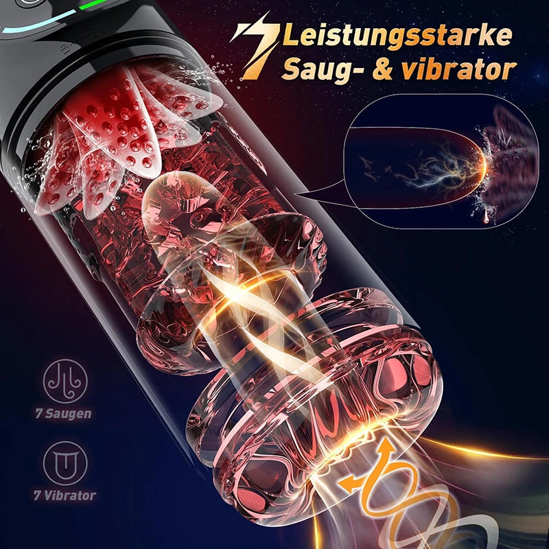 XR4 Pro: Waserdicht Blowjob Masturbator mit APP Steuerung, Stoßen, Rotieren, Saugen und Vibrieren