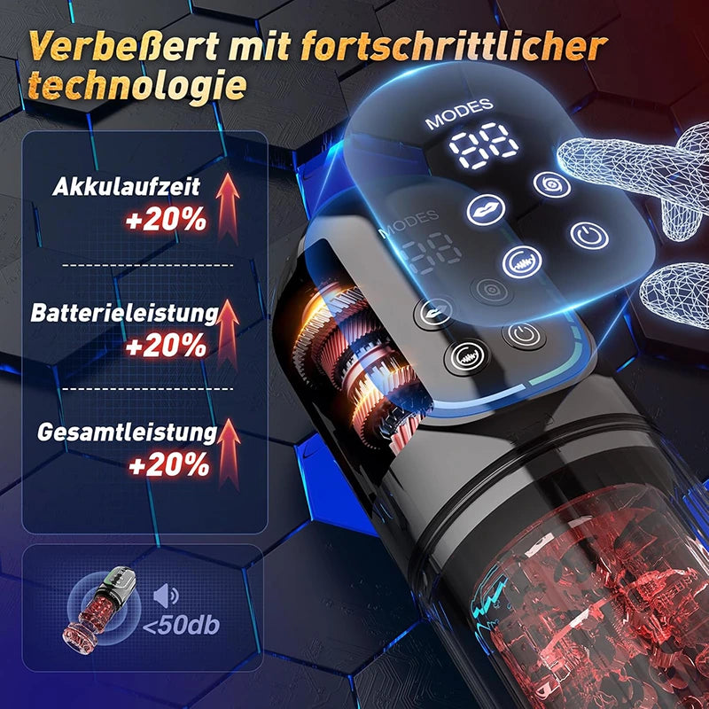 XR4 Pro: Waserdicht Blowjob Masturbator mit APP Steuerung, Stoßen, Rotieren, Saugen und Vibrieren