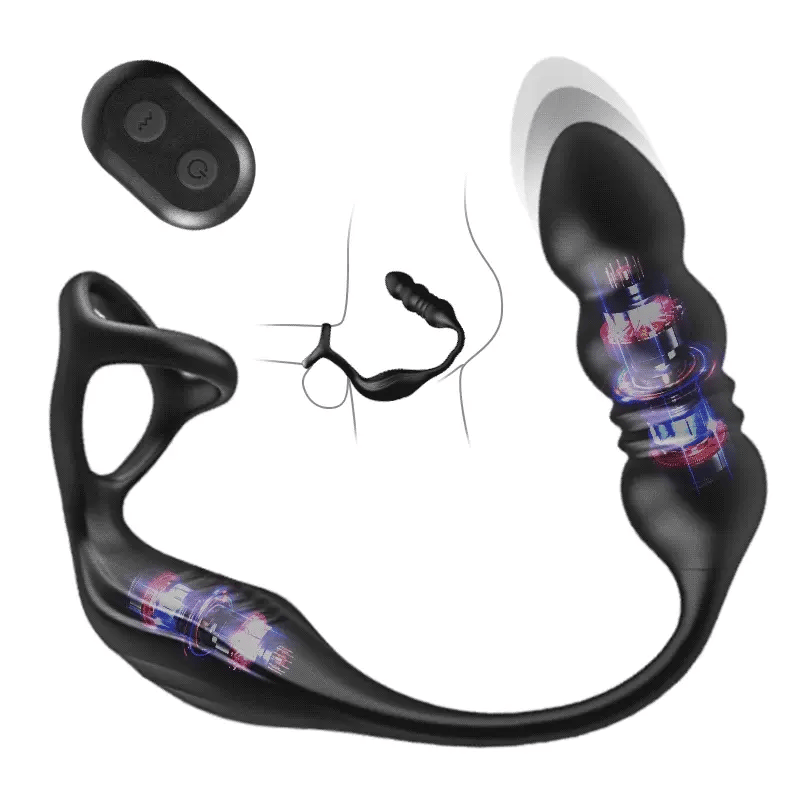 PM6: Wearable 9 Vibrations- und Pulsations Prostata-Massagegerät mit Ring