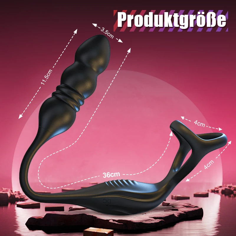 PM6: Wearable 9 Vibrations- und Pulsations Prostata-Massagegerät mit Ring